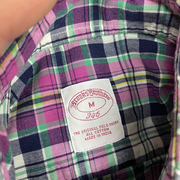 Brooks Brothers Pink & Green Madras Plaid Shirt M - Picture 3 of 3